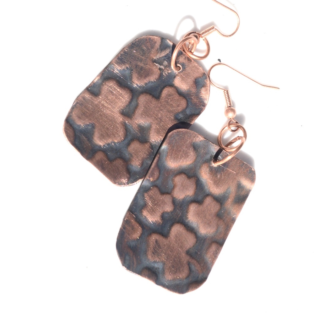 Irish Clover Earrings Solid Copper Handmade Boho